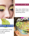 MEICOLY Chameleon Yellow Body Glitter,Chunky Yellow Face Glitter for Halloween,Color Changing Mermaid Hair Glitter Face Paint,Festival Party Cheer Glitter,50ml