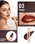 Oulac Lipstick & Lipliner Set 3PCS High Impact Lipcolor with Moisturizing Formula, Vegan Beauty, Full-Coverage Lip Color, Gift Lipstick for Women, 03+08+24