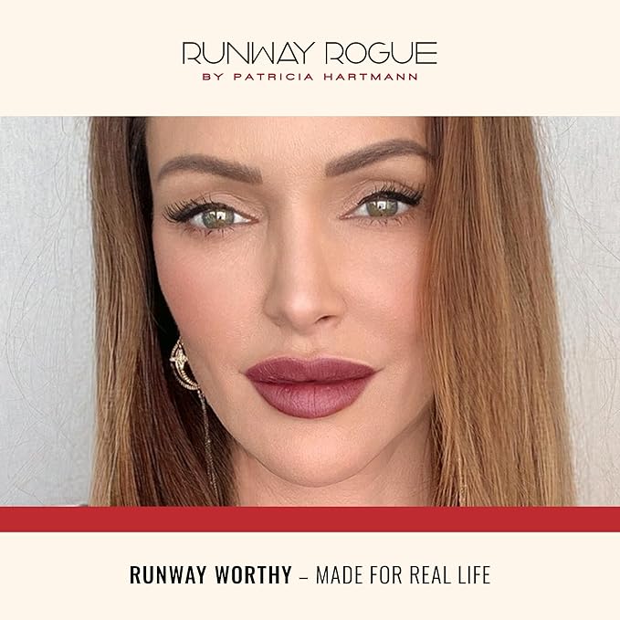 Runway Rogue Velvet Glam Liquid Lipstick, Almost-Matte Mauve Lipstick with a Hint of Spice, ‘90s Nude’