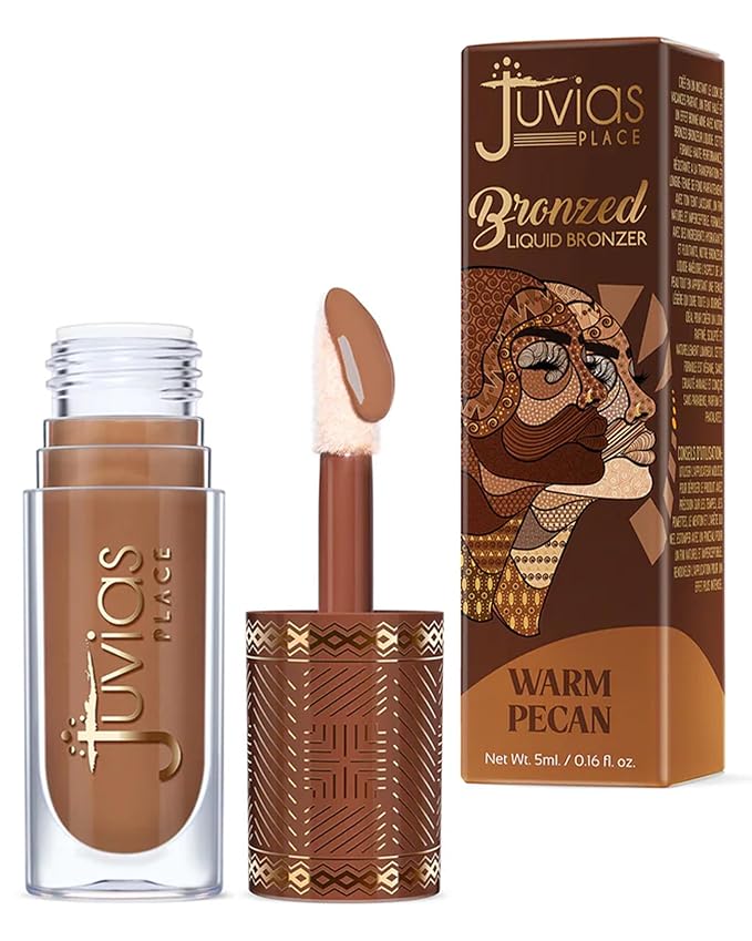 Juvia’s Place Bronzed Liquid Bronzer - Warm Pecan - Liquid Bronzer for Face w/Silky Blendable Texture - Buildable Coverage for Natural Contour & Dimension - Easy-to-Blend Patch-Proof Formula