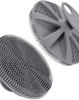 INNERNEED Food-Grade Soft Silicone Body Scrubber Shower Brush Handheld Cleansing Skin Brush, Gentle Exfoliating and Lather Well (Gray)