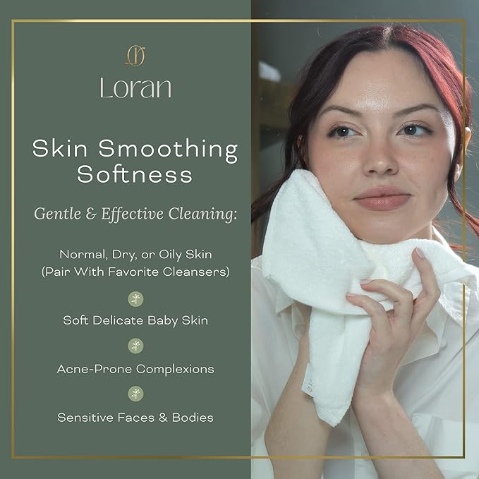 White Washcloths Set of 6 Soft Facial Cloths 10” x 10” 100% Viscose Derived from Bamboo Spa-Like Feel Silky Face Cloth for Skin Cleansing