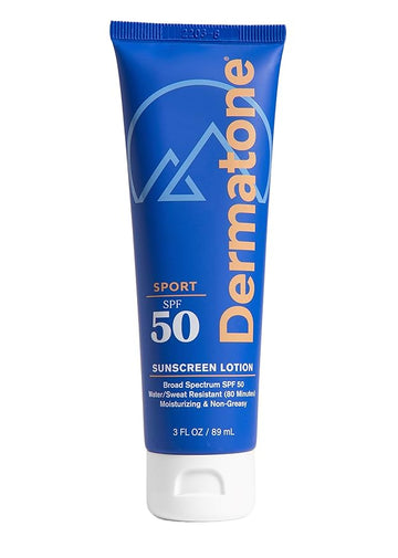Dermatone Sport Sunscreen Lotion SPF 50 | Water/Sweat Resistant (80 min) | Oxybenzone and Octinoxate Free Sunscreen for Body and Face | Moisturizing | Broad Spectrum Protection SPF Lotion | 3oz