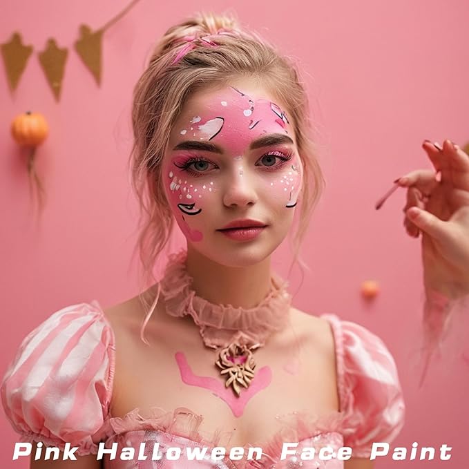 MEICOLY Light Pink Halloween Face Body Paint,2.37Oz Large Tube Water Based Body Paint for Adults and Children,Pastel Pale Pink Face Paint for Stage SFX Special Effects Cosplay Makeup