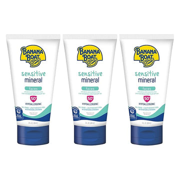 Banana Boat Sensitive 100% Mineral Face Sunscreen Lotion SPF 50, 3oz | Travel Size Sunscreen, Mini Sunscreen for Face, Banana Boat Face Sunscreen, Banana Boat Mineral Sunscreen SPF 50, 3oz