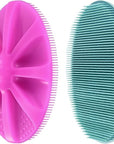 INNERNEED Food-Grade Soft Silicone Body Cleansing Brush Shower Scrubber, Gentle Exfoliating and Massage for All Kinds of Skin (Purple+Dark Green)