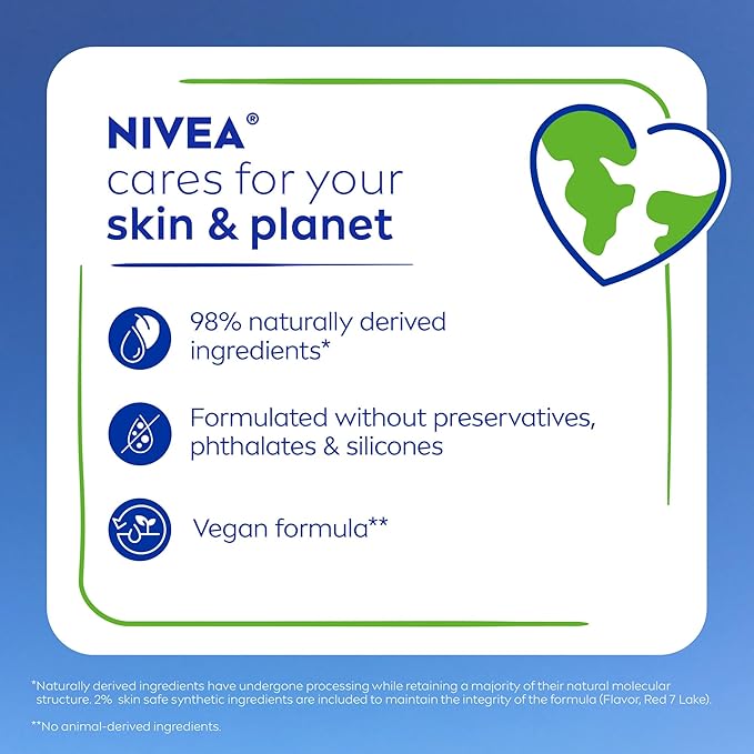 NIVEA Cherry Lip Care, Tinted Lip Balm with Shea Butter, Nourishing Oils and Vitamin C & E, 3-in-1 Moisture, Repair (for Dry Lips) and Color, 0.17 Oz Stick (Pack of 6)