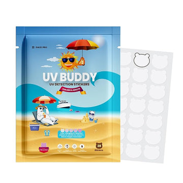 UV Buddy 28 Pack Bear Shaped UV Detection Stickers for Sunscreen - Fun Kid Friendly Sun Protection Reminder for Parents Adults | Waterproof Sunscreen Patch UV Patch Sunblock Stickers for Reapplying