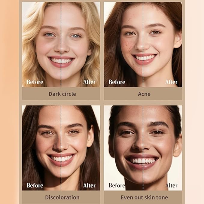 Foundation Stick, 2 in 1 Dual-Ended Eraser Contour Stick with Brush, Tinted Moisturizer, Skin Tint, Face Foundation, Radiant & Dewy Finish for Face Makeup, Sheer to Medium Coverage (＃01)