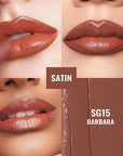 Oulac Color Rich Satin Lipstick - Medium Brown Full Coverage Lip Color, Creamy Silky-Smooth, Moisturizing, Satin Matte Finish, Infused With Shea Butter, Vegan & Clean Beauty, 4g, SG15 Barbara