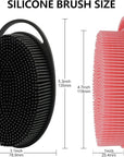 2 Pack Silicone Body Scrubber, Loofah Double-Sided Body Brush,Shower Scrubber and Scalp Massager Shampoo Brush for Sensitive Kids Women Men All Kinds of Skin (Black & Pink)