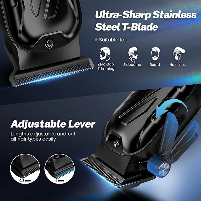 Brightup Barber Hair Clippers [Brushless 9000RPM & Cordless] for Men, Professional Clippers & Trimmers Set with USB-C Charging Stand, Hair Tools Cutting Kit with LCD Display, Gift for Men