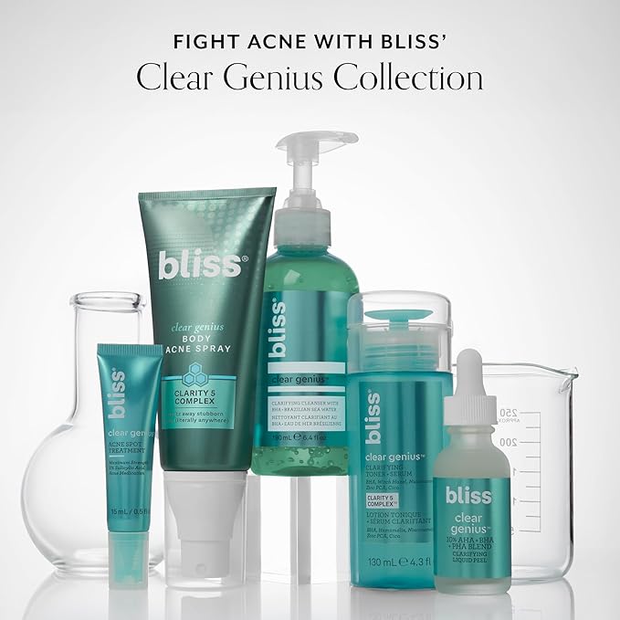 Bliss Clear Genius Clarifying Overnight Liquid Peel - 1 Fl Oz - Clear Pores & Exfoliate Skin - Non-Irritating - Clean - Vegan & Cruelty-Free