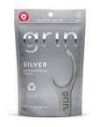 GRIN Silver Flosspyx 75 Count, Dental Flossers, Minty Flavor, Recycled Plastic, for Tight Teeth, Premium Longer Floss Head, Cleans Between Teeth, Includes Safe Soft Fold-Back Tooth Pick