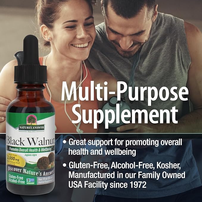 Nature's Answer Black Walnut Green Hull Extract 1oz - Alcohol-Free, Gluten-Free, Kosher - Black Walnut, Wormwood Black Walnut Clove Parasite Cleanse - Detox & Liver Support, Digestive Cleanser