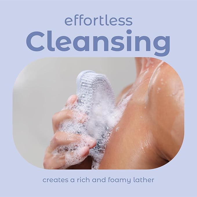 MainBasics Silicone Body Scrubber – Dual-Sided Shower & Scalp Scrubber, Gentle Silicone Loofah Alternative for Deep Clean (Frosted Sky, Scalp)