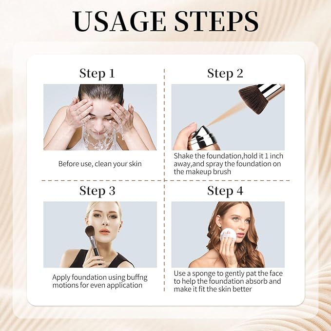 Air Brush Makeup Foundation,Magic Minerals Airbrush Foundation Makeup,Silk Flawless,Buildable Coverage,Moisturizing Formula for Smooth Radiant Skin (02 Beige)