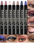 evpct 8Pcs Cream Eye Shadow Brightener Sticks Set for Eyes, Sand Orchid Rose Desert Ginger Caramel Midnight blue Blue Glitter Shimmer Matte Liquid Pencil Eye shadow Applicator Stick Palette Makeup 04