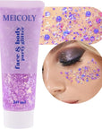MEICOLY Chameleon Light Purple Hair Glitter,Chunky Face Body Glitter for Halloween,Color Changing Mermaid Face Glitter,Holographic Glitter Sequin for Face Body Hair,Festival Party Cheer Glitter Makeup