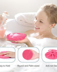 INNERNEED Food-Grade Soft Silicone Body Scrubber Shower Brush Handheld Cleansing Skin Brush, Gentle Exfoliating and Lather Well (Pink)