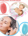 2 Pack Silicone Body Scrubber, Loofah Double-Sided Body Brush,Shower Scrubber and Scalp Massager Shampoo Brush for Sensitive Kids Women Men All Kinds of Skin (Pink & Blue)