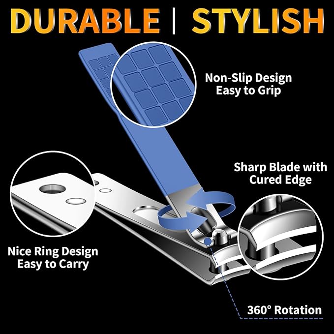 Manicure Set 16Pcs Nail Clippers Set Manicure Kit Professional Stainless Steel Pedicure Kit Nail Care Kit for Women Men with Luxurious Travel Bag, Suitable for Home, Travel, and Salon (Blue)