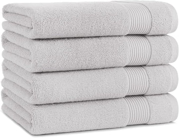 Arkwright Bath Towels Set of 4 - Super Soft 100% Cotton, 600 GSM Quick Dry & Absorbent, Luxury Bathroom Essentials for Hotels, Spa, Hosts, and Vacation Rentals, Titanium Grey