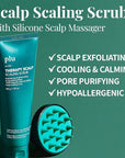 PLU Korean Therapy Scalp Scaling Scrub with Silicone Scalp Massager Brush - Walnut Scalp Scrubber Gel for Oily Scalp and Dandruff - Scalp Exfoliating & Deep Cleansing Combo Set