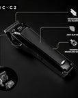 Royal Clips Hair and Beard Fade Kit 2.0 – Professional Clipper, Trimmer & Foil Shaver Bundle for Men, Complete Haircut Set for Barbers, Home Use & Grooming – 5-Hour Battery, 10pcs Limit Combs - Black