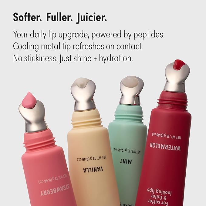 KISS NEW YORK Peptide Lip Treatment, Hydrating & Non-Sticky Tinted Plumping Balm, Shea Butter, Castor Oil & Squalane Reduces Look of Fine Lines, Fuller Lips with Cooling Metal Tip (Salted Caramel)