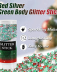 Mysense Red Silver Green Body Glitter Stick and 6 Pack Joy & Merry Christmas Bracelets Set,Christmas Gifts for Grandkids Teens Women,Festive Stocking Stuffers,Party Favors and Decorations