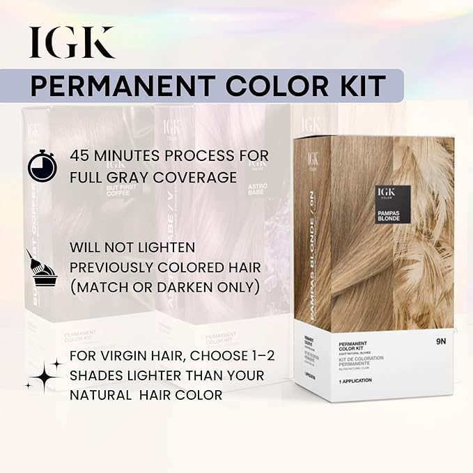 IGK Permanent Hair Color Kit | 5G Hot Chestnut - Warm Golden Brown | 100% Gray Color Coverage + Strengthen + Shine | Ammonia Free