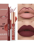 LANGMANNI 4pcs Matte Lipstick with Lipliners Durable Makeup Set,Long-Lasting Non-Stick Cup Not Fade Waterproof Pigmented Velvet Lipgloss Kit Beauty Cosmetics Makeup Gift for Girls(#3+4+6+12)