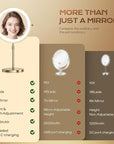 Lighted Makeup Mirror, 5000 mAh Rechargeable Double Sided Magnifying Vanity Mirror with 3 Colors, 1x/20x, 360° Rotation , Brightness Adjustable lighted mirror with magnification, Antique Bronze