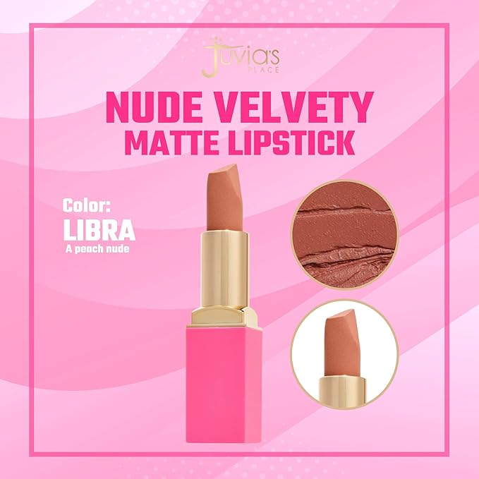 Juvia's Place The Nude Velvety Matte Lipstick Libra - Long-lasting Lipstick, Rich-Color Lip Makeup, Creamy with Matte Finish, Beauty & Lip Products