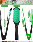 Chengu 2 Pcs Boar Bristles Double-Sided Brush and Flat Iron Comb for Hair Straightening, Styling, and Detangling Knotty Hair (Black, Green)
