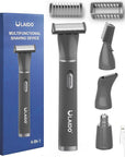 Body Hair Trimmer for Men, 4 in 1 Versatile Hair Trimmer for Groin/Ball/Beard/Eyebrow/Nose/Ear Hair Shaver, USB-C Rechargeable, Mens Grooming Kit for Smooth Shaving with Storage Bag