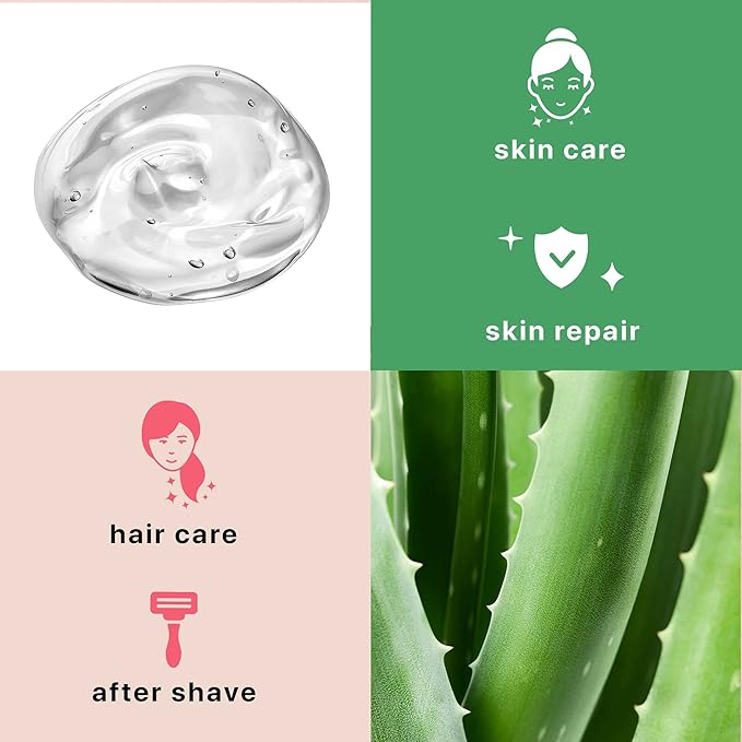 Aloe Vera Gel - USA Made with Natural & Organic Ingredients, Aloe Vera Plant Gel for Face with Vitamin C & E, Pure Aloe Vera Gel for Face Mask, Hair & Skin, Soothing and Cooling Gel for After Sun