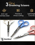 Hair Trimming Scissors Set, Grooming Scissors for Facial Hair, Nose Hair, Mustache, and Beard Grooming, Stainless Steel Eyebrow Scissors