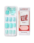 KISS imPRESS Press-On Manicure, Nail Kit, PureFit Technology, Short Press-On Nails, 'Rain Check', Includes Prep Pad, Mini Nail File, Cuticle Stick, and 30 Fake Nails (Pack of 2)