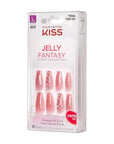 KISS Jelly Fantasy On-Trend Translucent Nails, Long Sculpted Glue-On Fake Nails Kit, Style “Be Jelly”, with Pink Gel Nail Glue, Mini Nail File, Manicure Stick, & 28 Glue On Nails