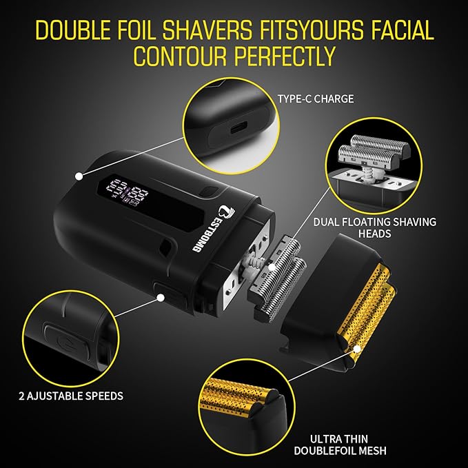 BESTBOMG® Hair Clippers for Men, Professional Hair Clippers, Beard Trimmer& Rechargeable Shaver Set, Metal T-Blade, LED Display, Barber Hair Cutting Kit for Men Grooming & Gifts, BS-808A (Black)