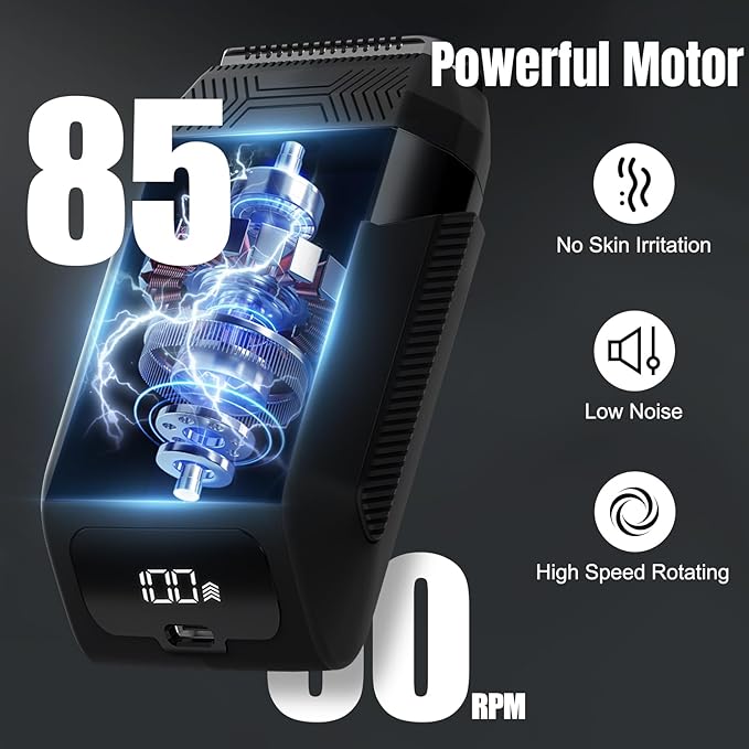 Suttik Electric Razor Foil Shavers for Men, Compact Electric Face Shaver, Portable Travel Shaver, Waterproof, Black