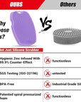 Zinc Infused Silicone Body Scrubber for Shower,Food-Grade Handheld Cleansing Skin Brush, Gentle Exfoliating and Lather Well - Purple
