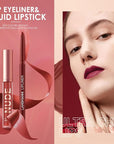 LANGMANNI 4pcs Matte Lipstick with Lipliners Durable Makeup Set,Long-Lasting Non-Stick Cup Not Fade Waterproof Pigmented Velvet Lipgloss Kit Beauty Cosmetics Makeup Gift for Girls(#3+4+6+12)