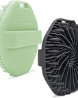 2-Pack Silicone Body Scrubber Shower Brushes,Exfoliating Body Scrubber for All Skin Type, Eco Friendly Shower Scrubber for Body, Silicone Body Brush for Showering (Black & Green)