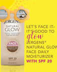 Jergens Natural Glow Face Self Tanner Lotion with SPF 20, Sunless Tanning, Medium to Deep Skin Tone Moisturizer, Daily Facial Sunscreen, Oil Free, Broad Spectrum UVA and UVB Protection,2 Oz(Pack of 2)