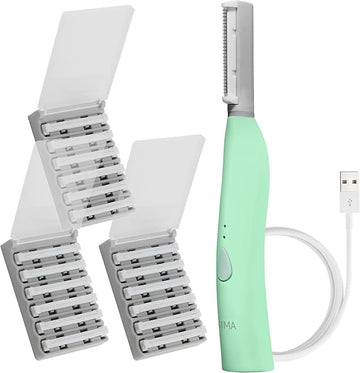 SPA SCIENCES - SIMA Patented Dermaplane Razor for Women Face – Painless 2-in-1 Facial Exfoliation & Peach Fuzz Hair Removal – Anti-Aging – 3 Speeds – Rechargeable – 21 Weeks Treatment