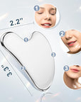 MoHern 2 Pcs Stainless Steel Gua Sha Tool, Gua Sha Facial Tools, Durable GuaSha Tool for Jawline Sculpting, Face Massager, Puffiness Reducing, Skin-Care Gift