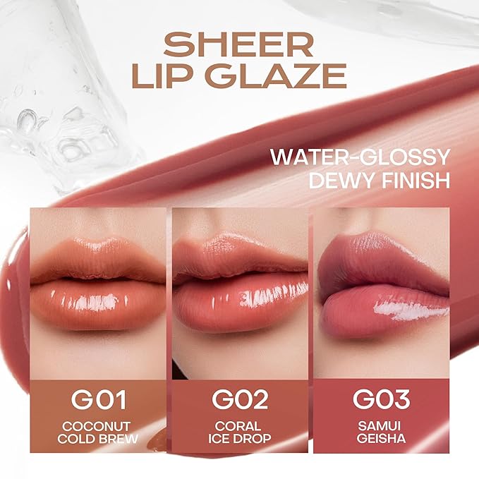 Mistine Lip Gloss Thai latte Long Lasting Lip Glaze Non-sticky Lip Tint Gloss with 1% Peptide Glossy Finish G03 Samui Geisha 0.1oz 1 Count